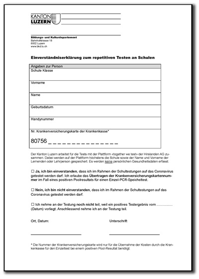 einverstandniserklarung corona tests kanton luzern