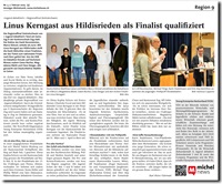 Artikel Anzeiger Michelsamt Regionalfinal Jugend debattiert in Zug 2023